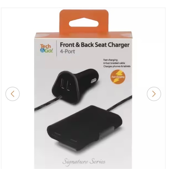 New | Tech and Go
9.6 Amp 4-Port Front and Back Seat Charger - Picture 2 of 12